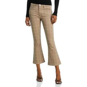 Frame Womens Brown 25 Le Crop Mini Bootcut Jeans Oxford Plaid
